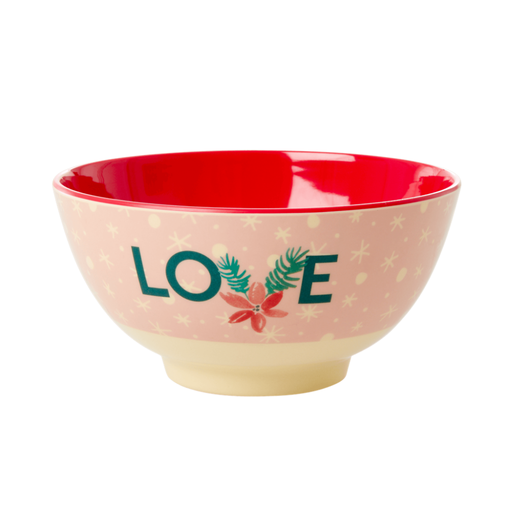 Christmas Pink Love Print Melamine Bowl Rice DK